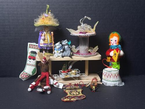 Assorted Handmade and Decorative Christmas Ornaments