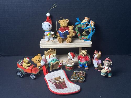 Assorted Christmas Bear Ornaments and Figurines