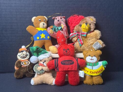Plush Christmas and Character Bear Ornaments Assortment