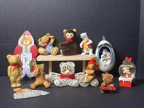 Assorted Bear and Holiday Christmas Ornaments