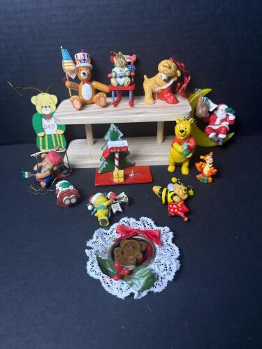 Assorted Bear and Holiday Theme Christmas Ornaments