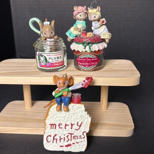 Enesco 1989-92 Mouse Christmas Jam Ornaments by Karen Hahn