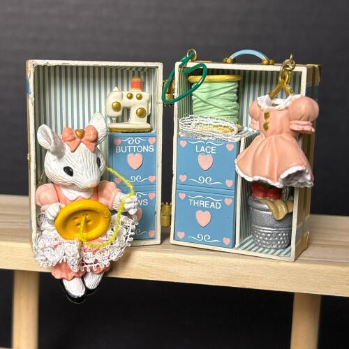 Vintage AGC Odds and Ends Mouse Sewing Box Ornament