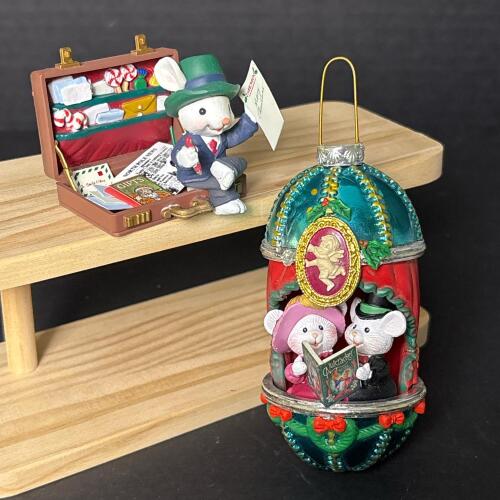Two Enesco & M. Gilmore Mouse Ornaments