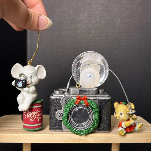 Enesco & Lustre Vintage Camera Mouse Ornaments