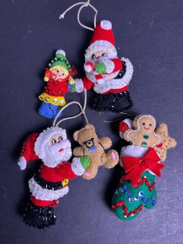 Handmade Felt Christmas Ornaments with Sequins