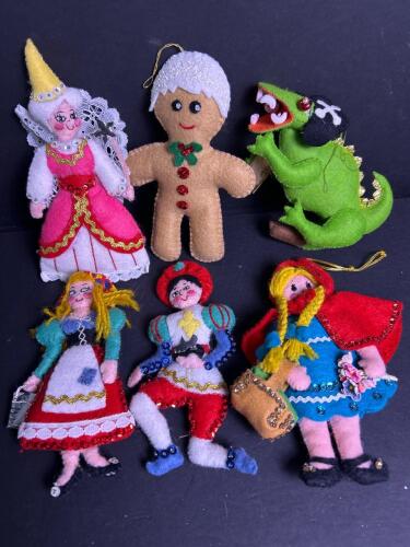 Handmade Felt Fairy Tale and Holiday Character Ornaments