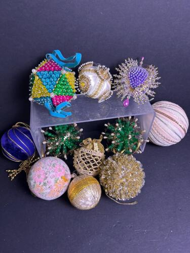 Assorted Handmade Vintage Beaded Christmas Ornaments