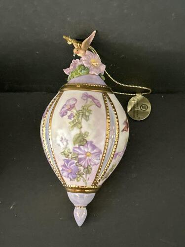 Lena Liu Porcelain Perfumed Petunia Ornament with Hummingbird