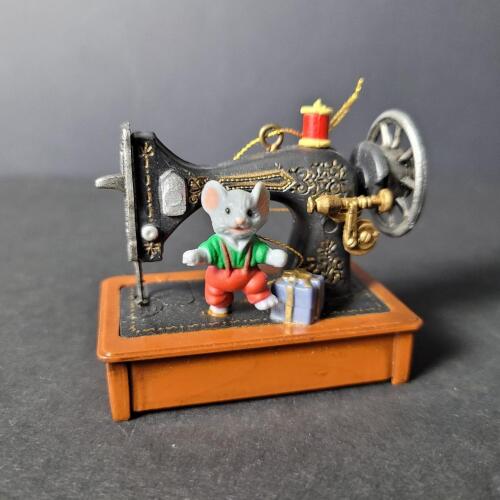 Sewing Machine Ornament With Mouse Figurine