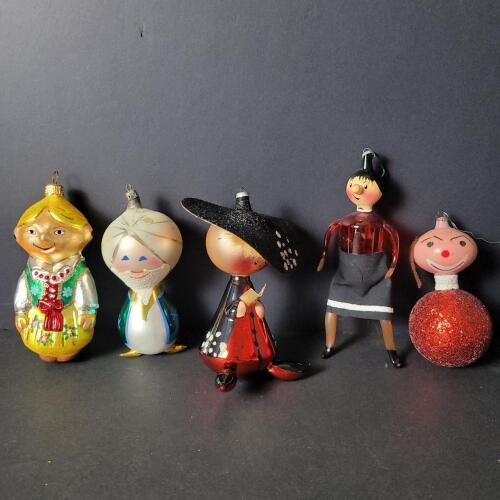 Vintage Glass Figural Ornaments in Folk and Whimsical Styles