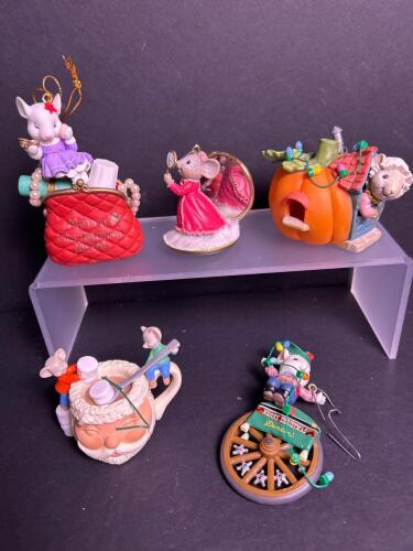 Christmas Mouse and Holiday Figurine Ornaments Assortment