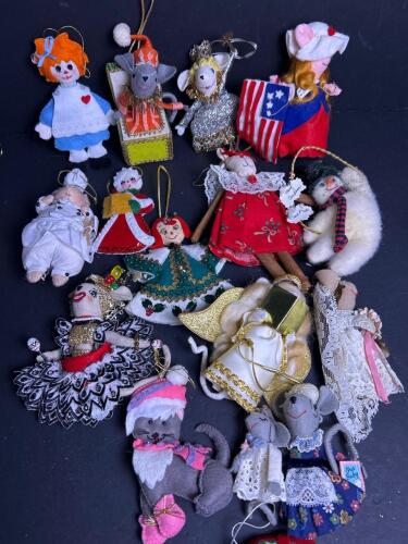 Handmade Felt and Fabric Christmas Ornaments, Mouse and Animal Designs