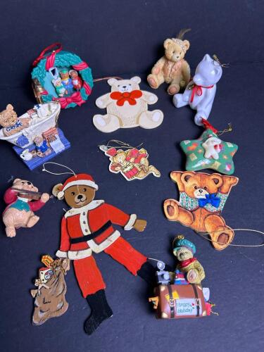 Assorted Teddy Bear Christmas Ornaments and Figurines