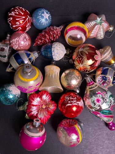 Vintage Glass Christmas Ornaments, Mid-Century Style