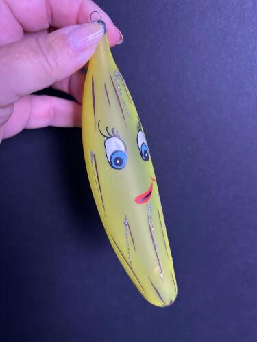 Hand-Painted Banana-Shaped Glass Christmas Ornament