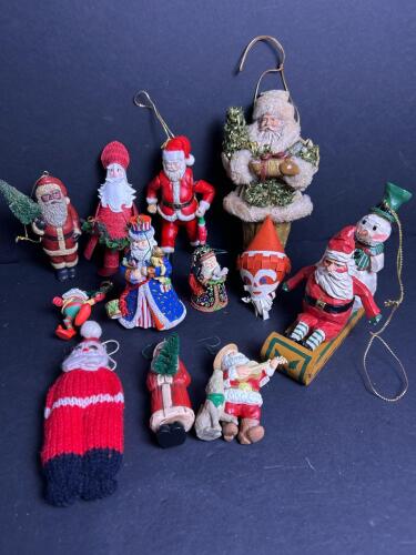 Vintage Santa Claus and Holiday Character Christmas Ornaments