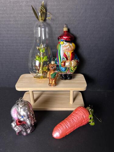 Assorted Glass Holiday Ornaments and Decorative Hanging Pear