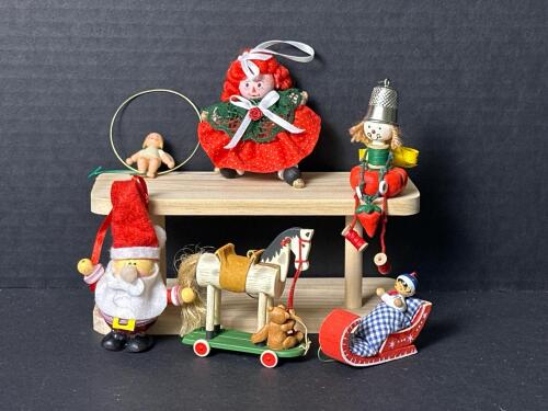 Assorted Handmade Christmas Ornaments in Folk Style