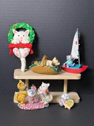 Hallmark Cat Christmas Ornaments, 1990s, Cat's Meow, Dill Signed