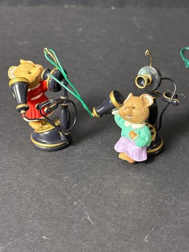 Mouse Figurine Ornaments in Vintage Telephone Style