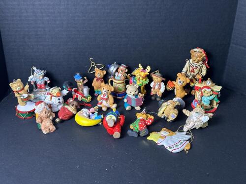 Assorted Teddy Bear Christmas Ornaments, Holiday Figurines