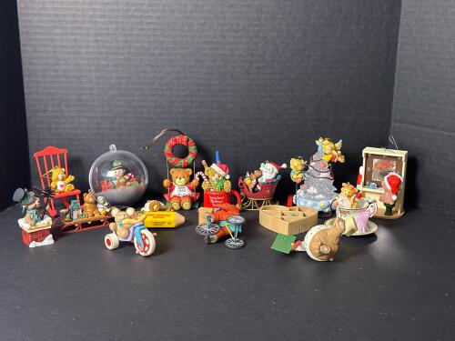 Assorted Vintage Christmas Bear and Animal Ornaments