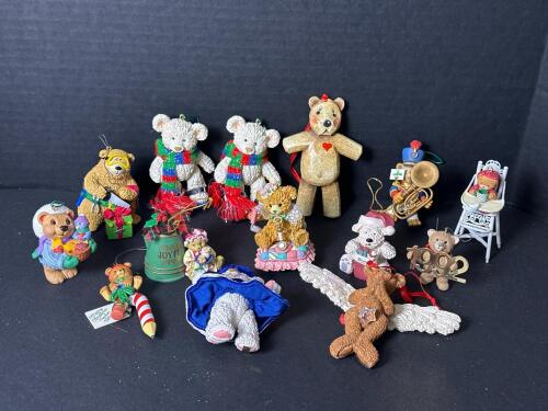 Assorted Priscilla Hillman Bear Christmas Ornaments