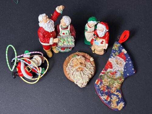 Assorted Santa Claus Christmas Ornaments and Figurines