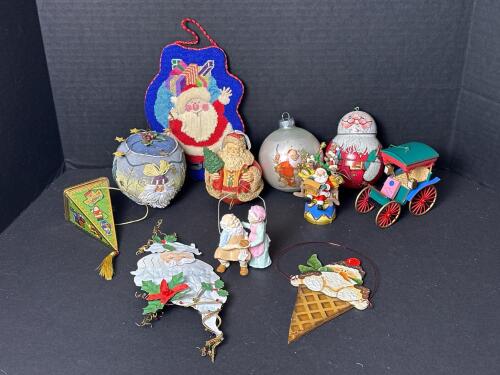 Vintage Christmas Ornaments Assortment, Diverse Santa and Holiday Forms