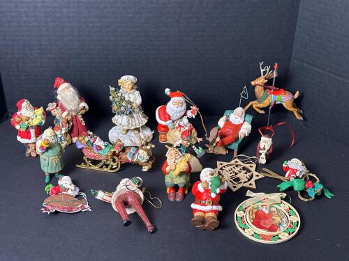 Christmas Figurines and Ornaments Lot, Santa and Holiday-Themed