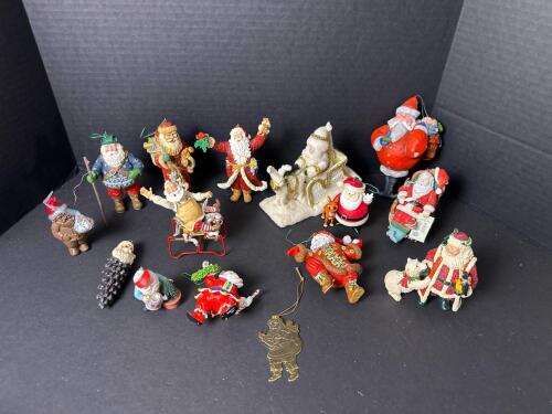 Assorted Santa Claus Christmas Ornaments in Folk Style