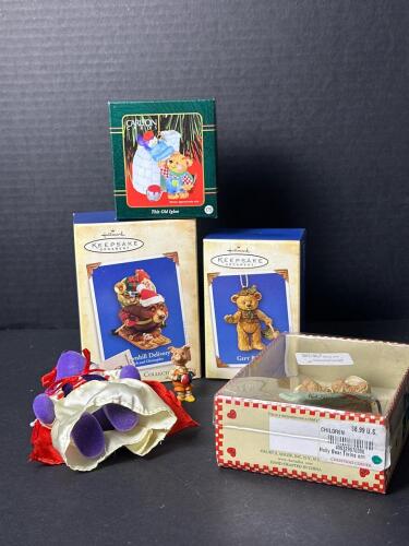 Assorted Christmas Ornaments and Plush Figures