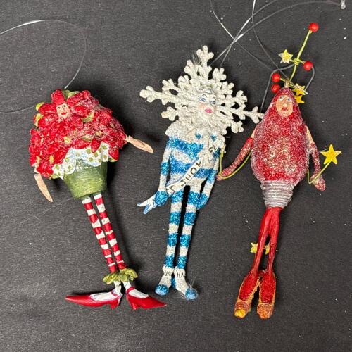 Dept 56 Krinkles Poinsettia, Snowflake, & Light Bulb Ornaments