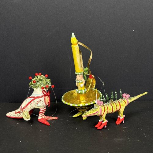 Dept 56 Krinkles Shoe, Candle Holder, & Alligator Ornaments