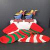 Pair of Cast Iron Angel Christmas Stocking Holders And Stocking Pair