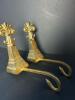 Pair of Brass Fleur-de-Lis Fireplace Stocking Holders - 3