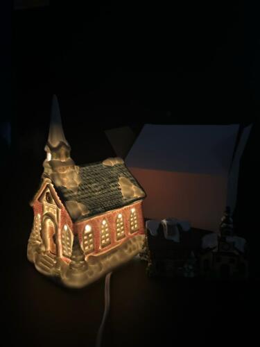 Home for the Holidays Ornament Set and Lighted Church Decoration