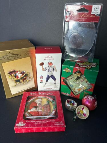 Assorted Christmas Ornaments: Hallmark, Monopoly, Vintage Glass