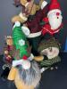 Plush Christmas Figures Including Santa, Snowman, Moose, and Gnome