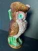 Majolica-Style Owl Pitcher with Polychrome Glaze