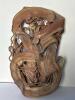 Ceramic Art Nouveau-Style Wall Pocket With Leaf and Vine Relief - 2