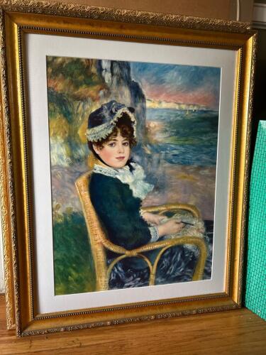 Framed Impressionist Portrait Print - Renoir, By the Sea 26&rdquo;x32&rdquo;shore