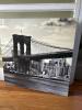 Brooklyn Bridge Black and White Glossy Cityscape Canvas Print 30&rdquo;x30&rdquo;x2&rdquo;