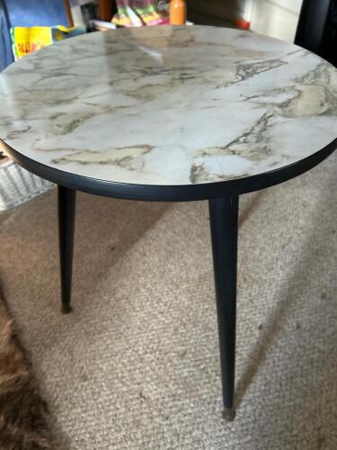 Mid-Century Modern-Style Round Laminate Top Side Table