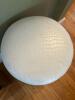 White Faux Croc-Embossed Upholstered Storage Ottoman with Nailhead Trim - 2