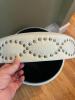 White Faux Croc-Embossed Upholstered Storage Ottoman with Nailhead Trim - 4