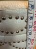 White Faux Croc-Embossed Upholstered Storage Ottoman with Nailhead Trim - 6