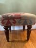 Kilim-Style Upholstered Footstool With Turned Wooden Legs - 3