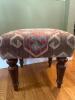 Kilim-Style Upholstered Footstool With Turned Wooden Legs - 4
